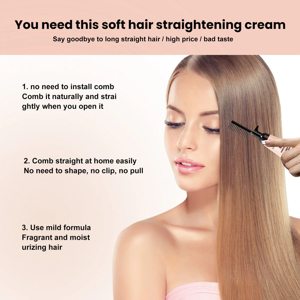 Hair Straightening Cream Professional Dry Damage Frizz Treatment Soft Smoothing Curly Hair Protein Correction Restore Hair Shiny