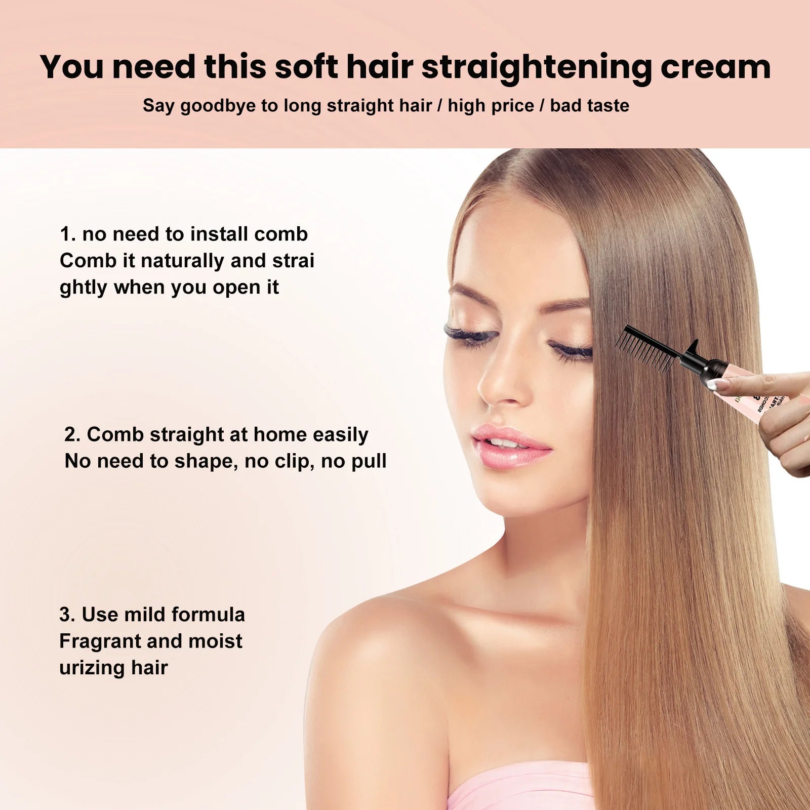 Hair Straightening Cream Professional Dry Damage Frizz Treatment Soft Smoothing Curly Hair Protein Correction Restore Hair Shiny