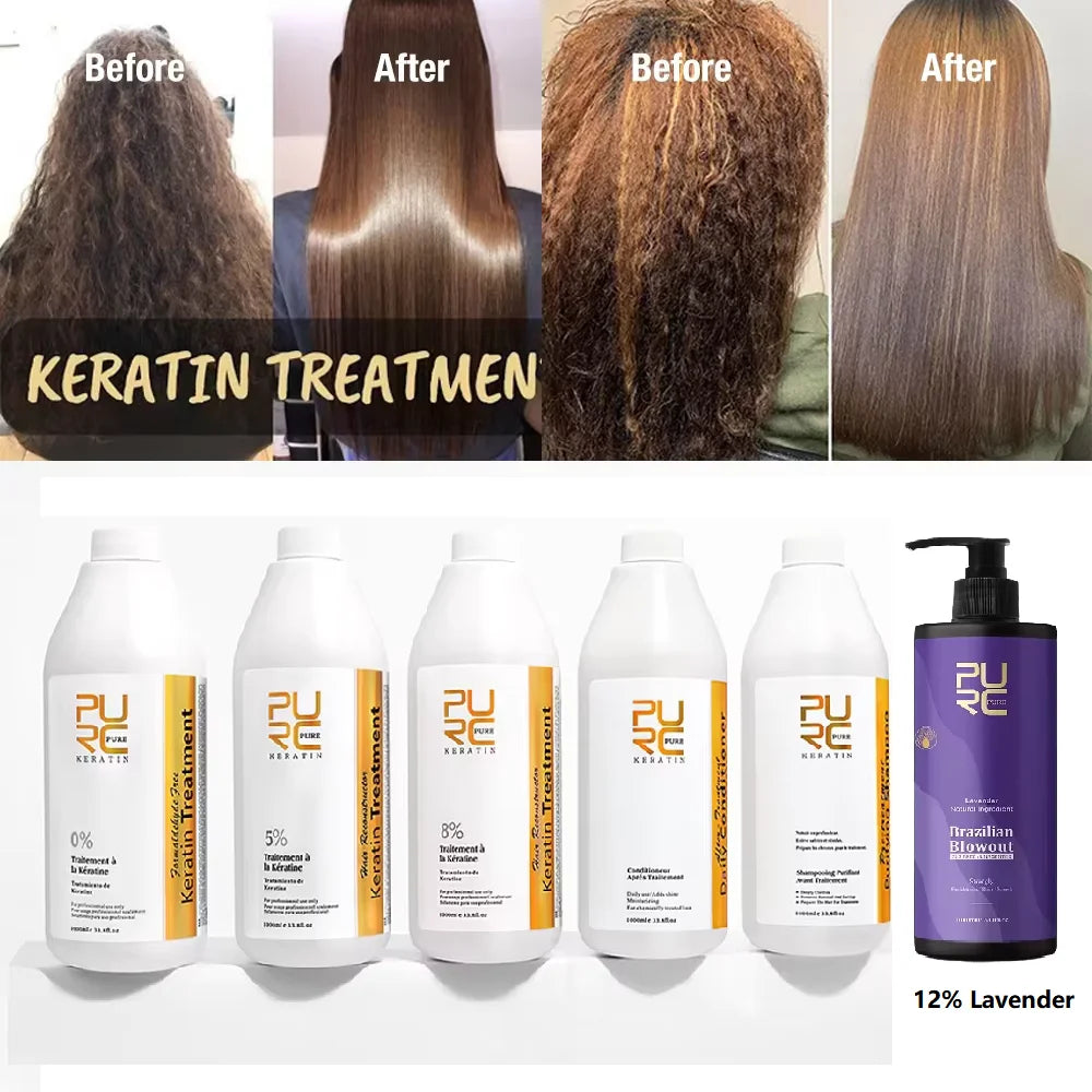 0%/5%/8%/12% Keratin Hair Straightening Treatment For Curly Frizzy Hair Smoothing Care Brazilian Keratin Salon Products 1000ml