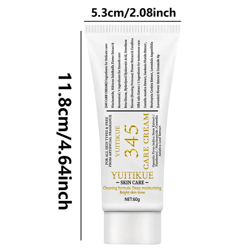 345 Care Cream 60g - Deeply Moisturizes, Tightens & Smoothes Skin, Light Non-Greasy, for All Skin Types, Fragrance-Free