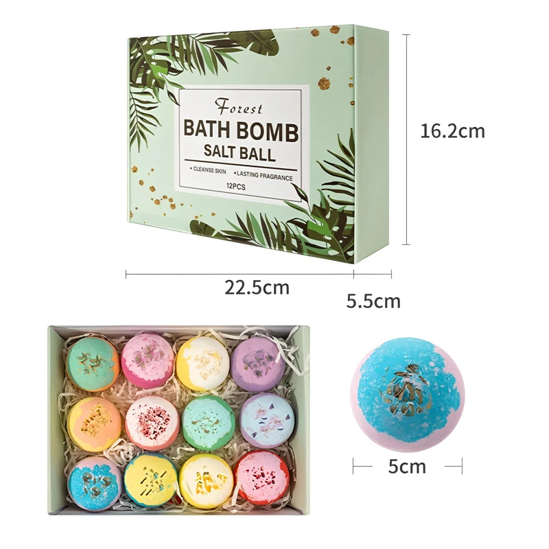 12pcs Bath Bomb Gift Box Body Care Spa Bath Rich in Essential Oils Moisturizing Dry Skin Suitable for Women and Men